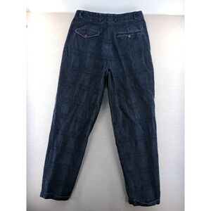 Vtg Plaid Corduroy Pants Mens Fits 30x31 Blue Textured Check Made Australia